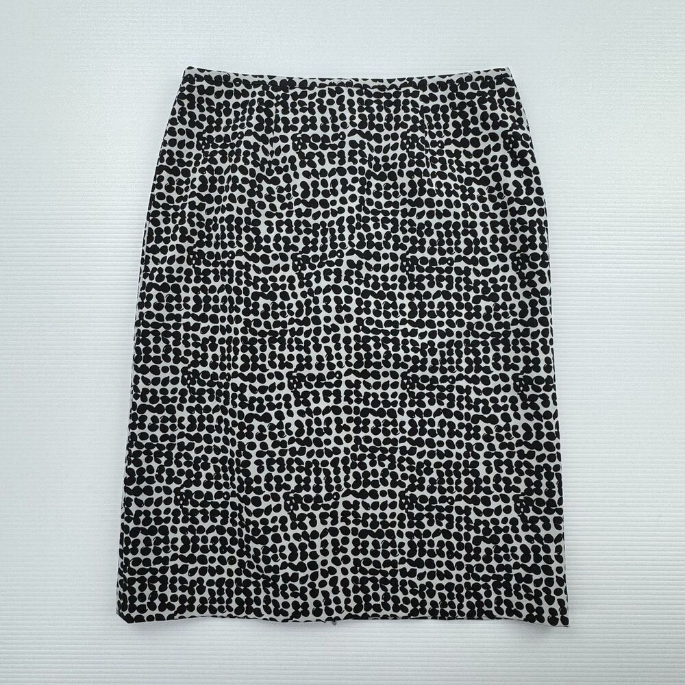 Chadwicks Womens Size 8 Black Abstract Print Pencil Skirt Lined Career Knee